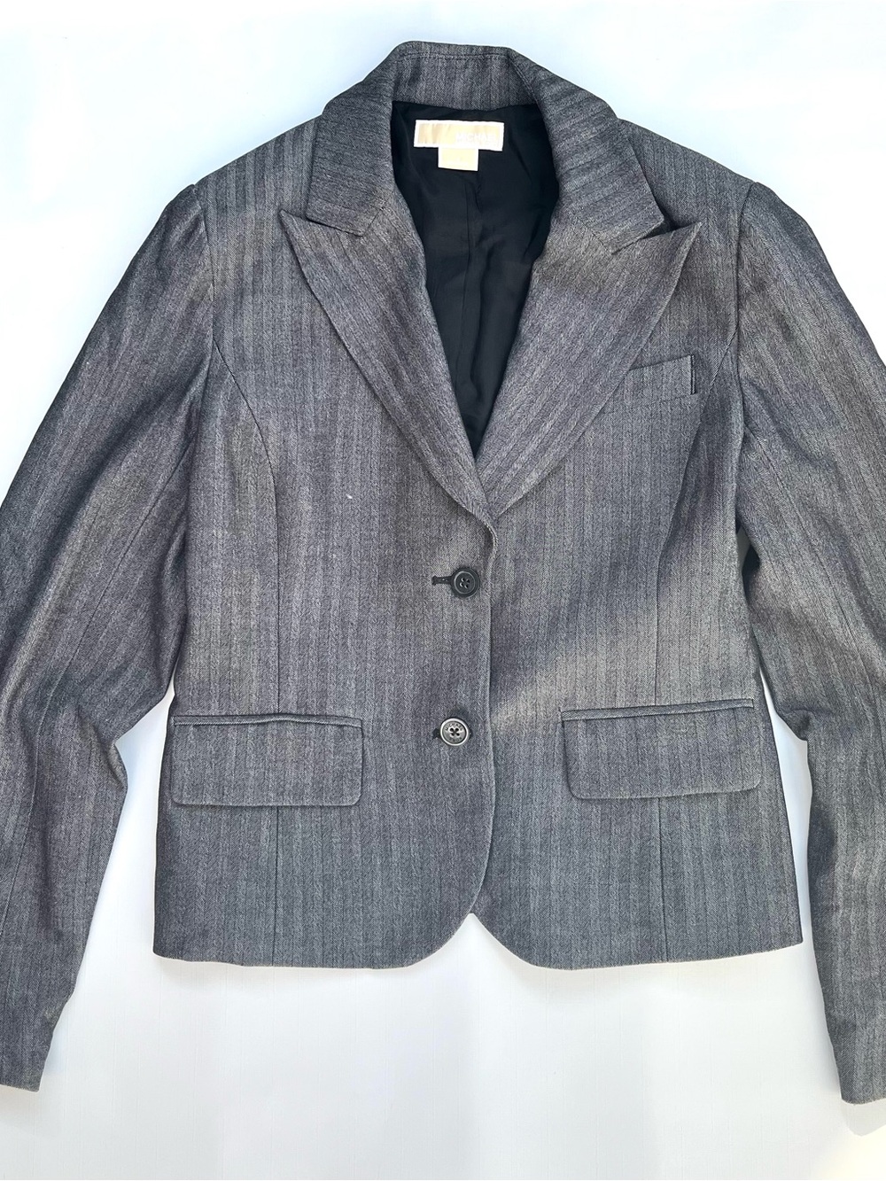 Michael Michael Kors Blazer Jacket Gray Herringbone Pinstripe Suit Size8